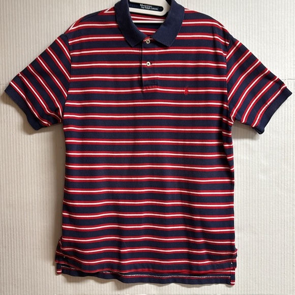 Polo by Ralph Lauren Men's 2 Button Shirt Red White & Navy Stripes Size Large - Picture 13 of 13